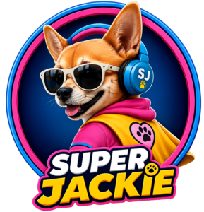 SuperJackie official logo – brave Chihuahua superhero